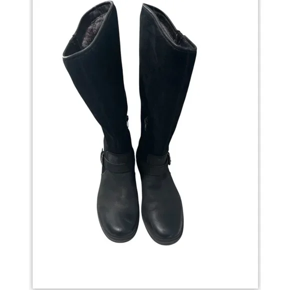 Ugg Womens Waterproof Black Leather Calf-High Boots With Buckles & Zippers Size - Picture 2 of 10